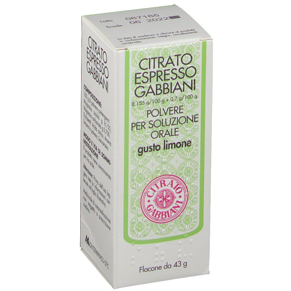 CITRATO ESPRESSO GABBIANI  8,155 g/100 g + 0,7 g/100 g Gusto limone