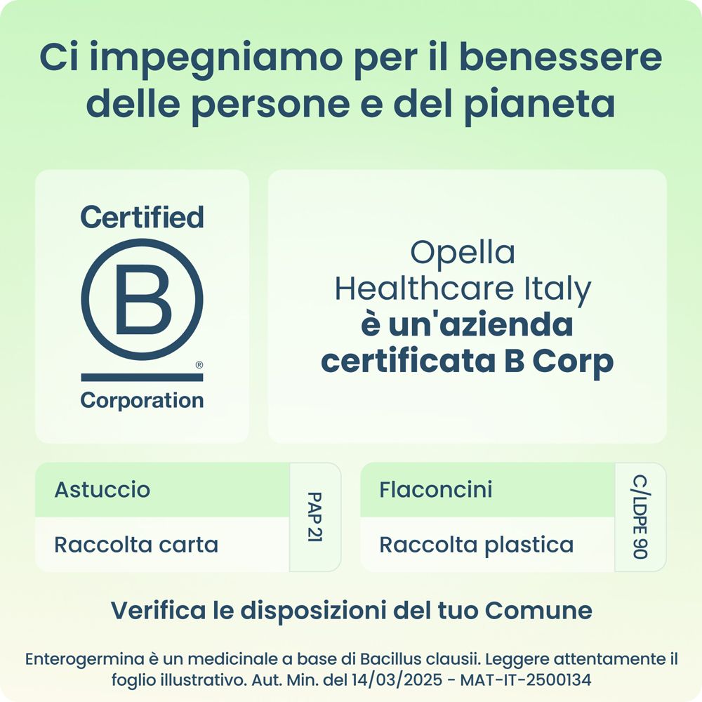 Testo: Ci impegniamo per il benessere delle persone e del pianeta. Certificazione B Corp.