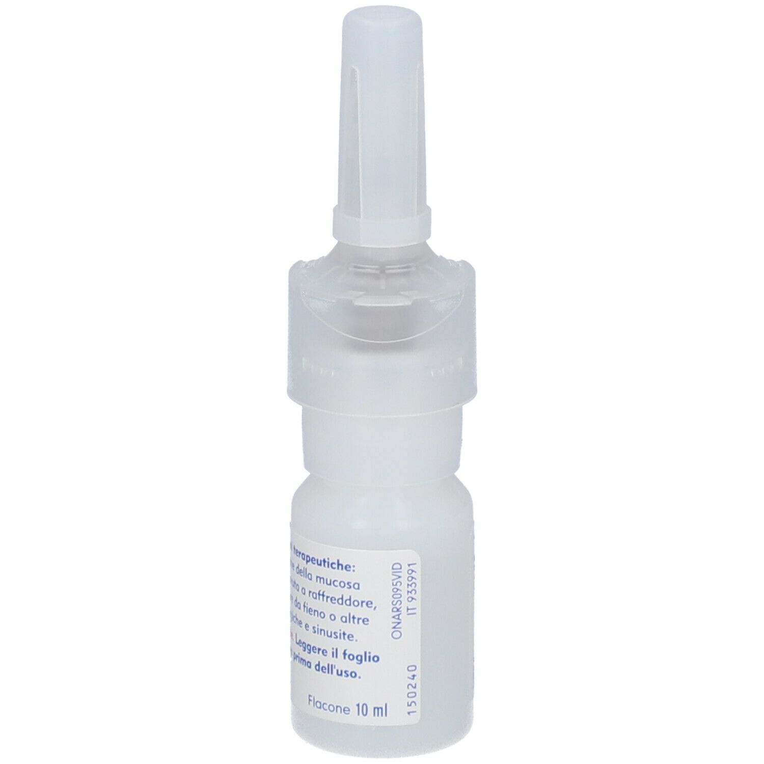 Flacone spray nasale trasparente con erogatore bianco. Scritto: Narhimed naso chiuso, 1 mg/ml, spray nasale, soluzione.