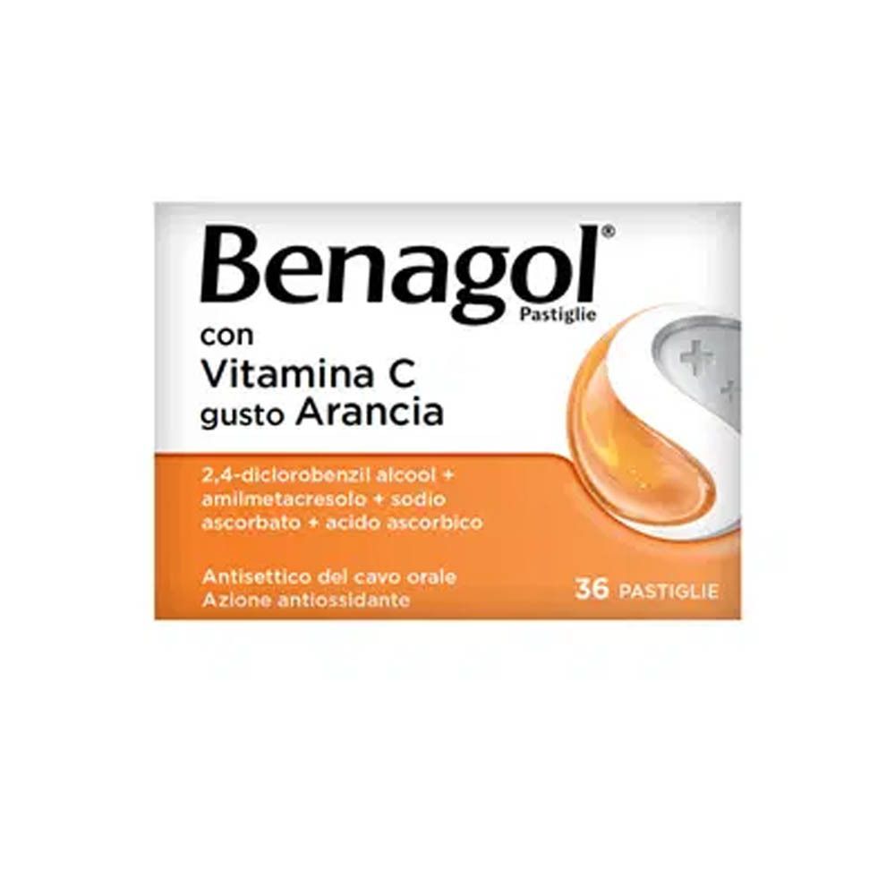 Benagol Pastiglie Vitamina C Gusto Arancia Antisettico Cavo Orale 36 Pastiglie
