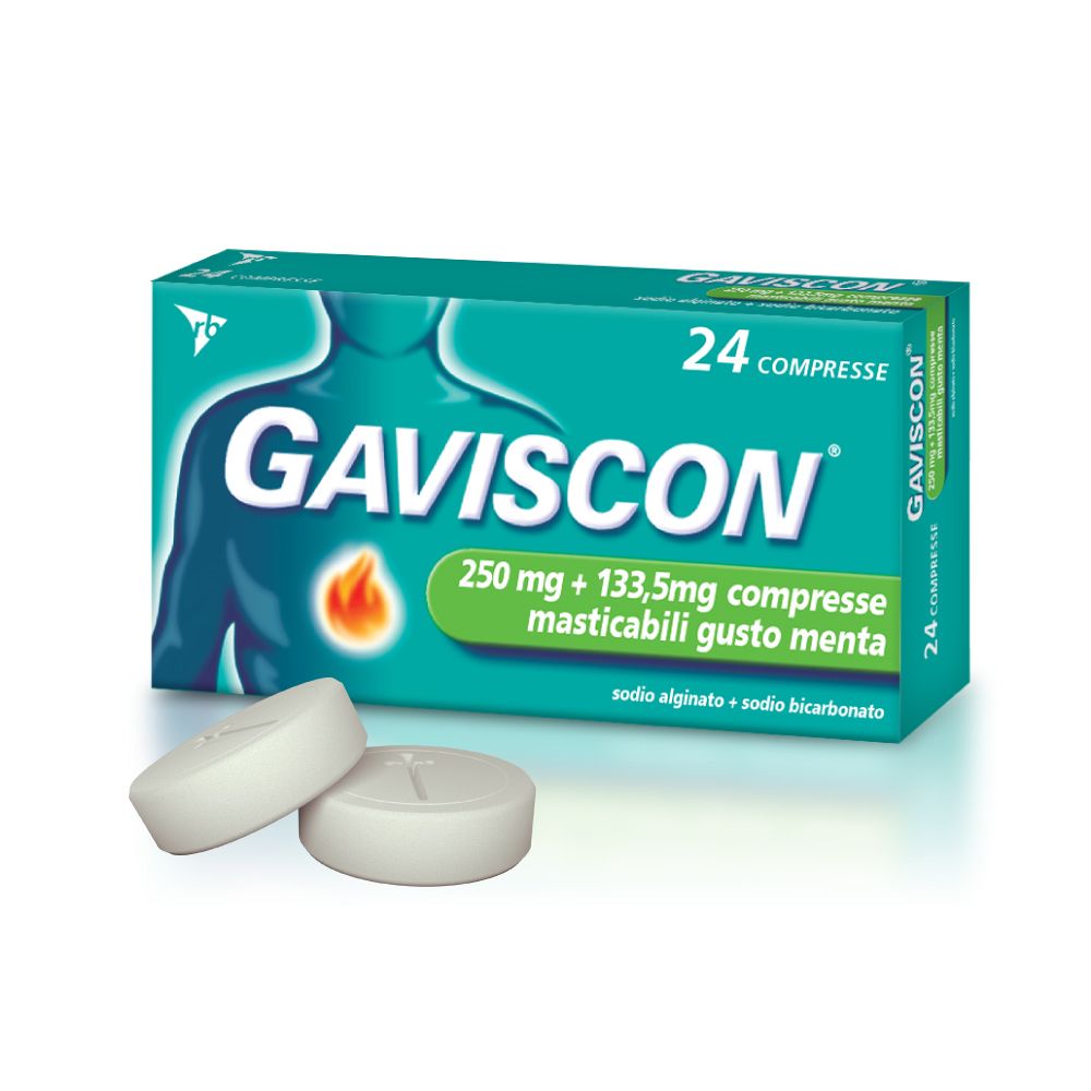 Gaviscon Compresse Masticabili Aroma Menta 250 mg + 133,5 mg 24 Compresse