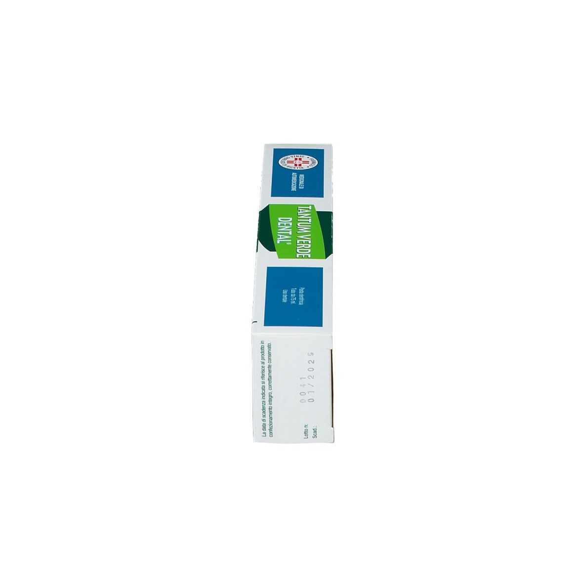 Scatola. Scritta: TANTUM VERDE Dental, 0,5% pasta dentifricia.