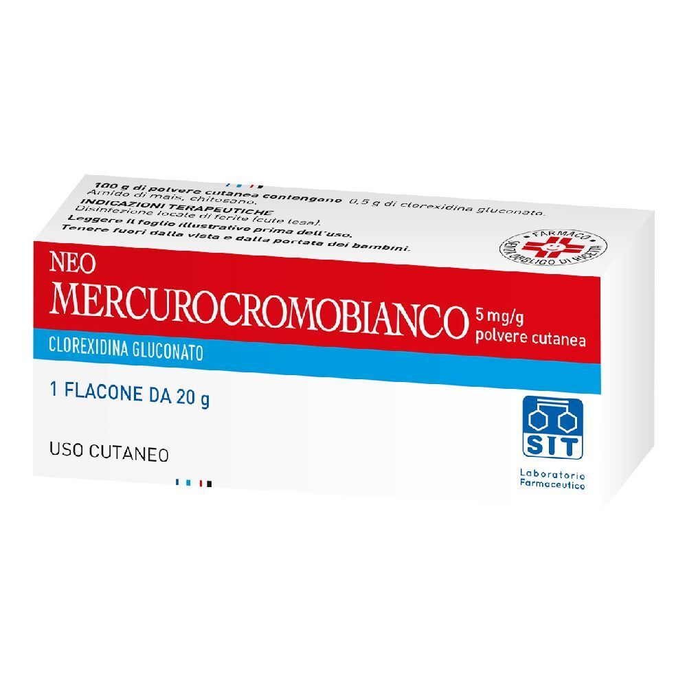 NEOMERCUROCROMOBIANCO 5 mg/g polvere cutanea