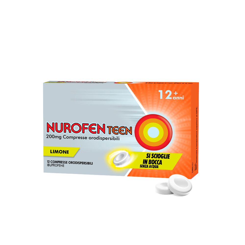 Nurofenteen 200 mg Ibuprofene Analgesico Limone 12 Compresse Orodispersibili
