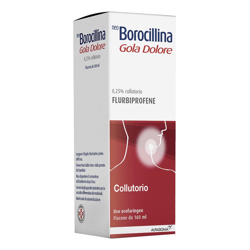 NeoBorocillina Gola Dolore Flurbiprofene Collutorio per Mal di Gola