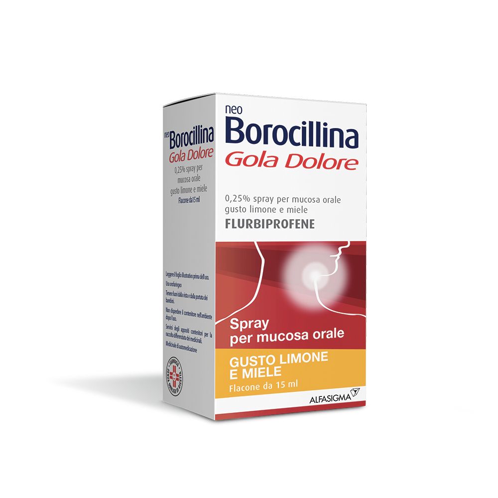 NeoBorocillina Gola Dolore Flurbiprofene Spray Limone e Miele