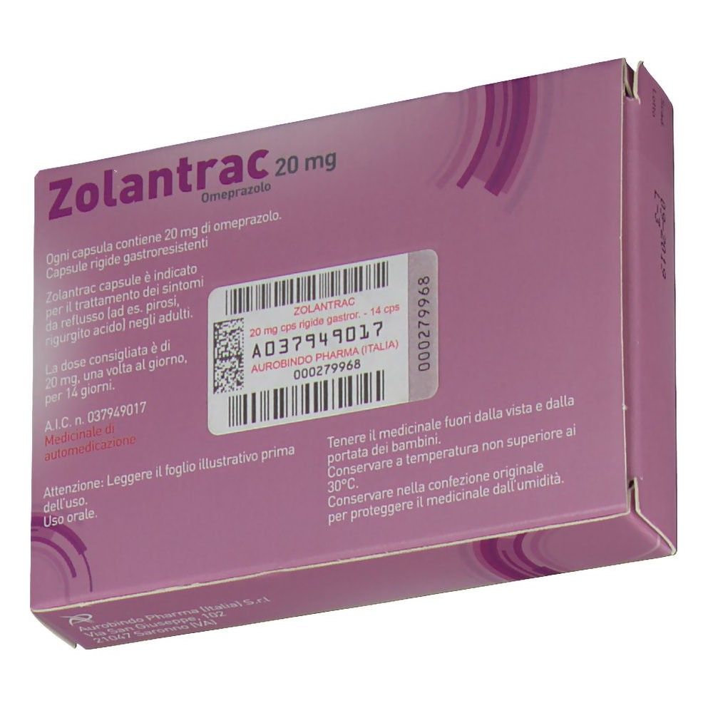 Retro confezione Zolantrac. Scatola rosa con testo ed etichetta. Codice a barre e informazioni prodotto.