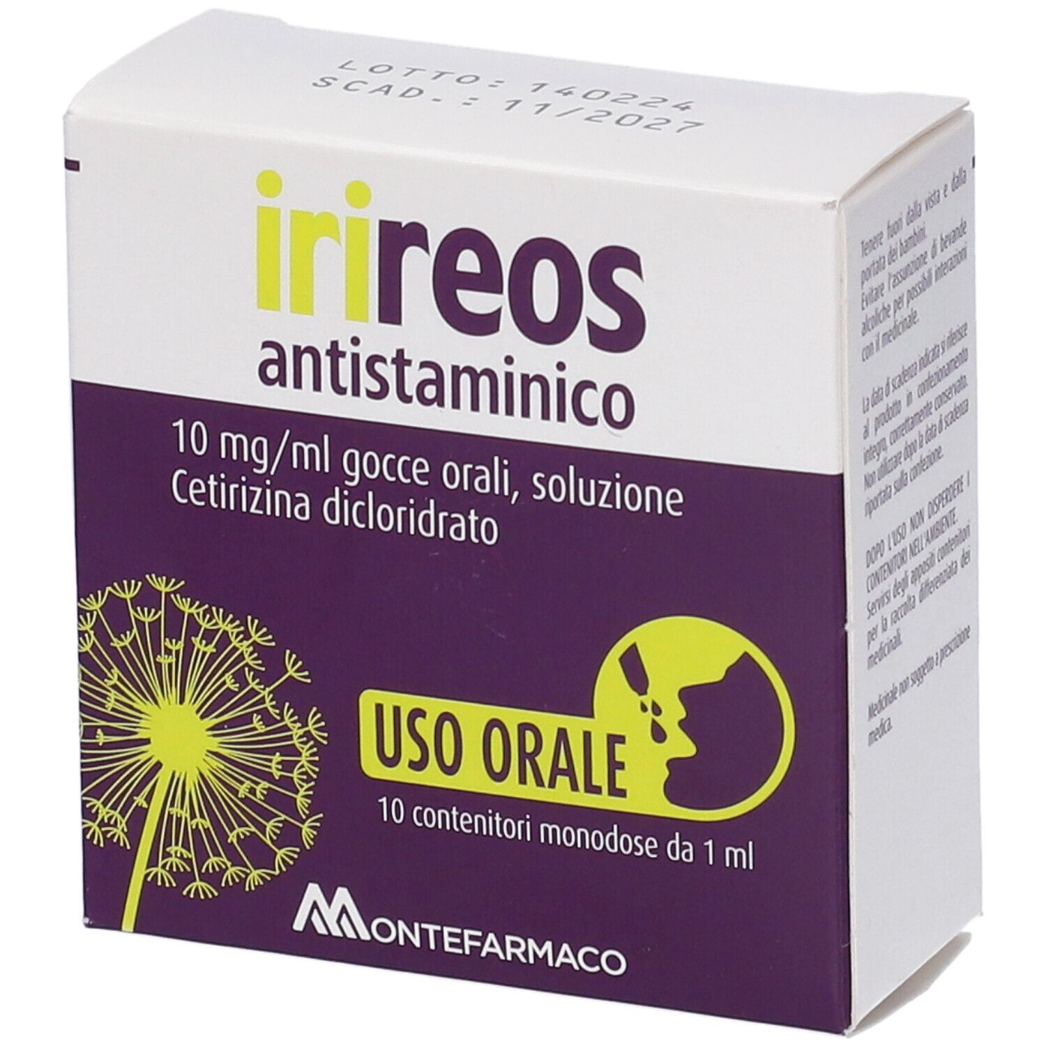 IRIREOS ANTISTAMINICO 10 mg/ml gocce orali, soluzione