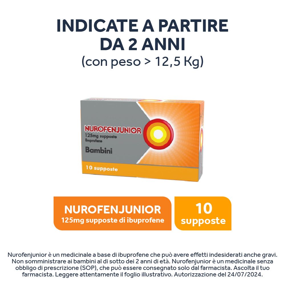 Nurofen Junior Bambini 125 mg Ibuprofene 10 Supposte