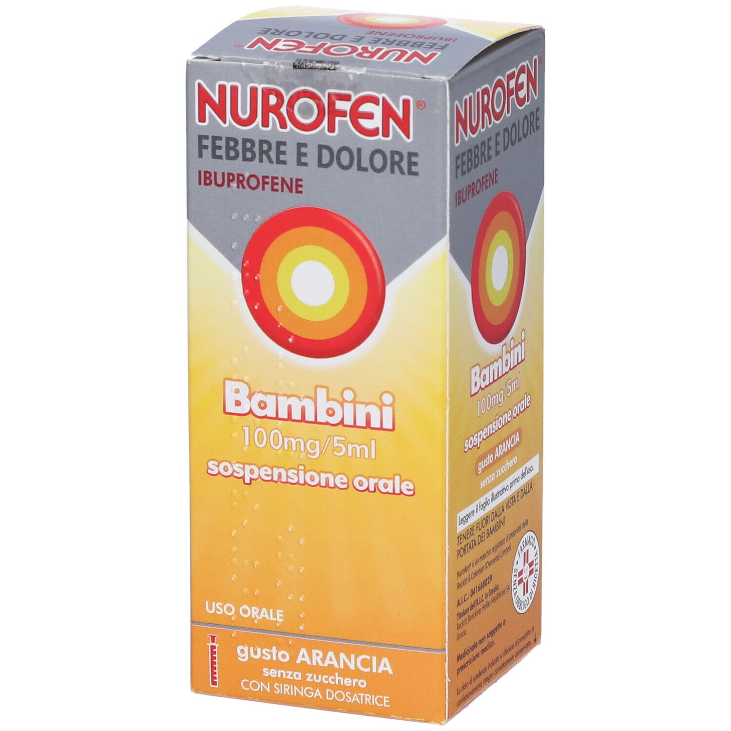 Nurofen ® Febbre e Dolore Bambini 100mg/5ml sospensione orale gusto arancia senza zucchero