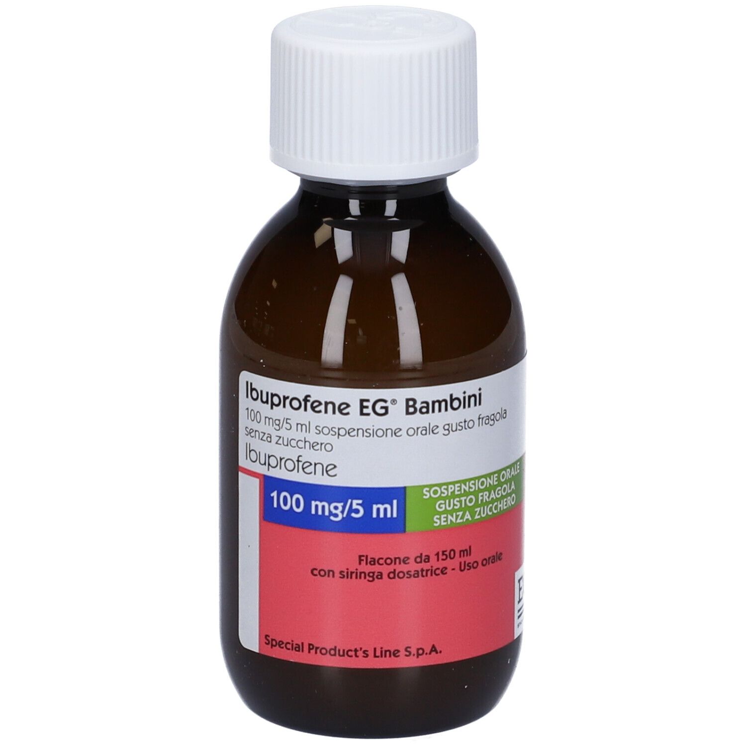 Image of Ibuprofene (Eg) Orale Sosp 150 Ml 100 Mg/5 Ml Gusto Fragola Senza Zucchero
