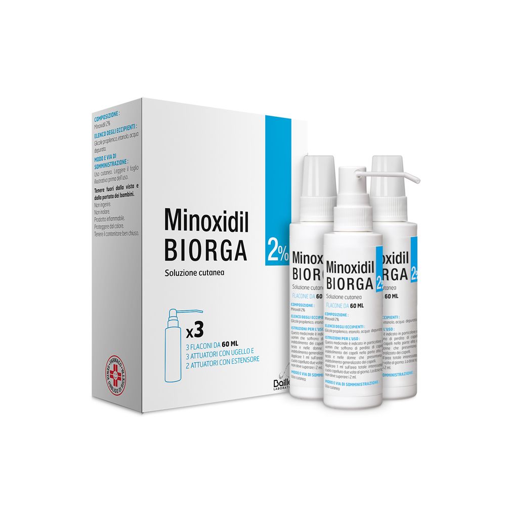 Minoxidil Biorga 2% Soluzione Cutanea 3 x 60ml 3x60 ml