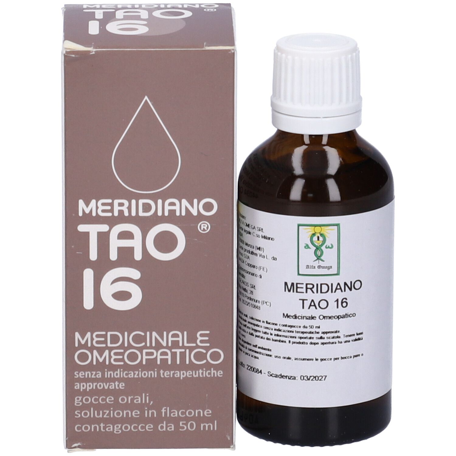 Scatola e flacone marroni. Sulla scatola: nome prodotto, gocce, medico. Flacone con gocce.