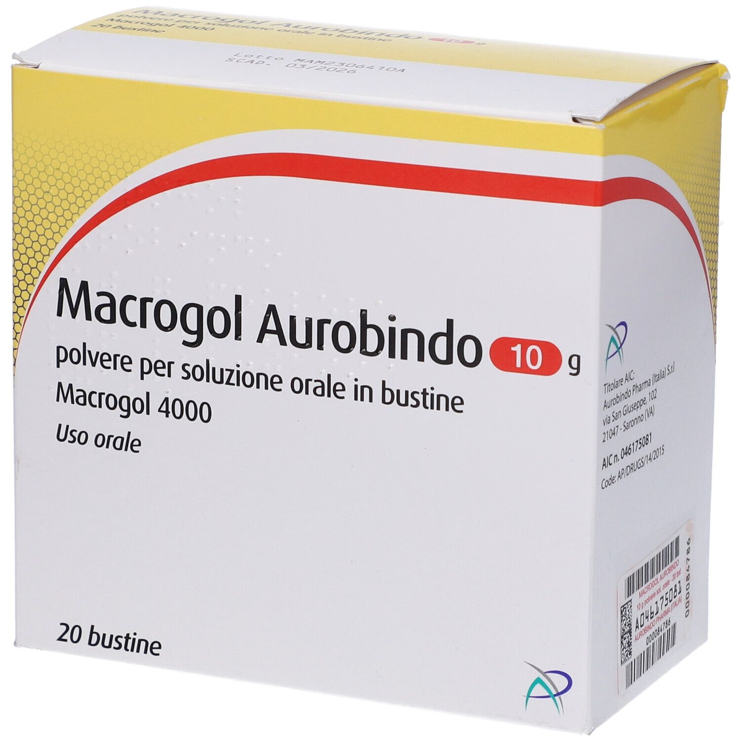 Macrogol Aurobindo 10 g polvere per soluzione orale in bustine