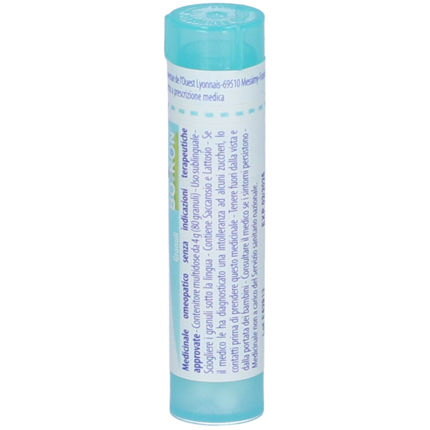 Confezione cilindrica Actaea racemosa 6CH. Scritte e informazioni. Tappo blu.