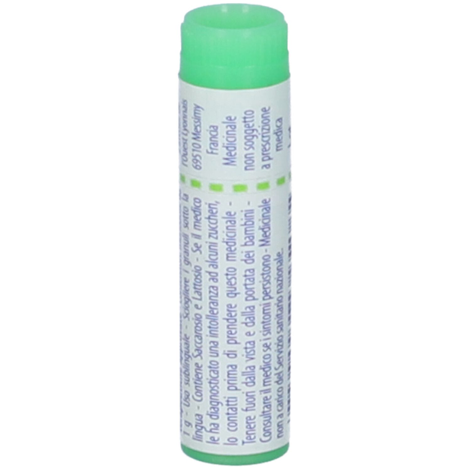Confezione cilindrica con tappo verde. Scritte e codice a barre. Testo: Urtica urens, Medicinale.