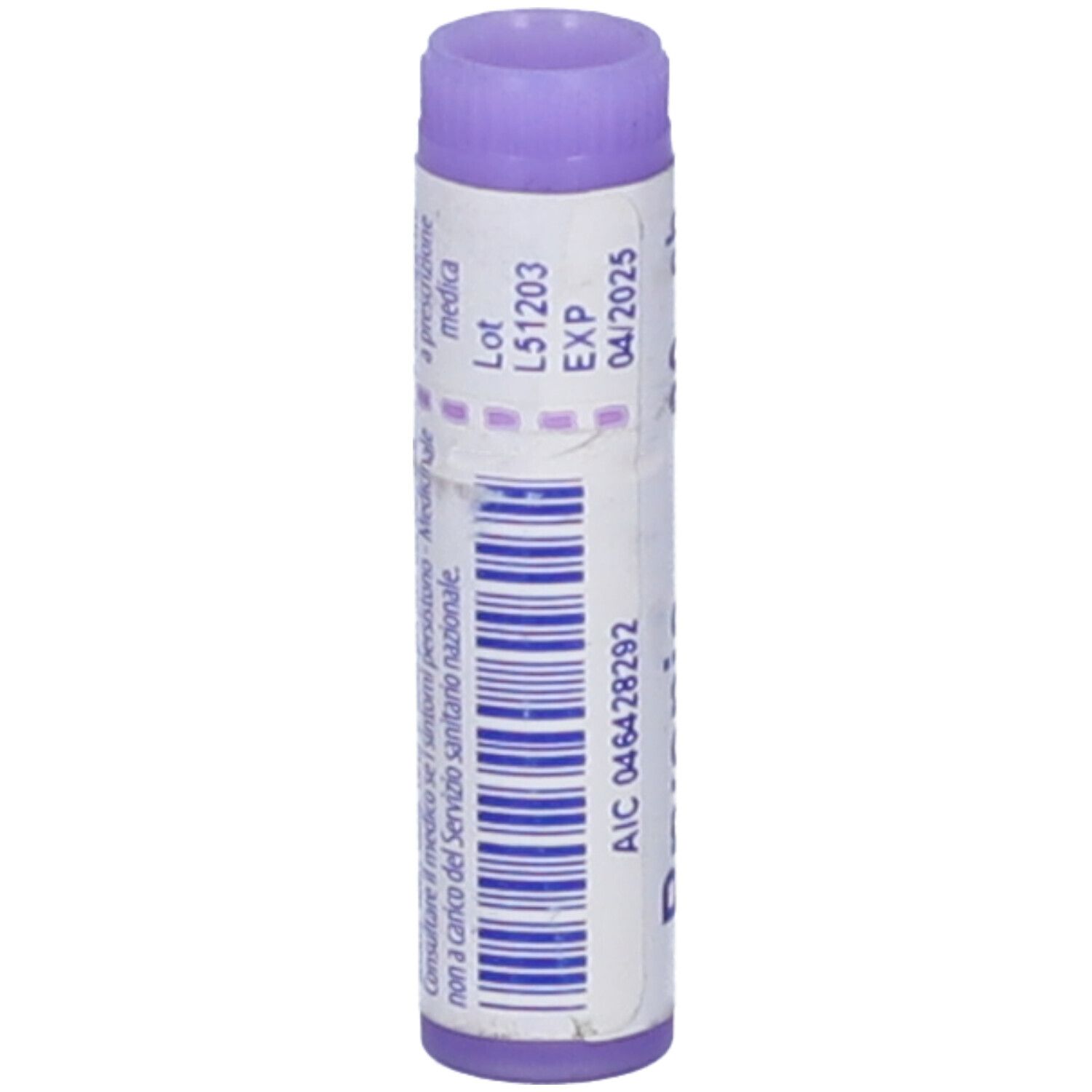 Tubo con testo e codice a barre. Scadenza 04/2025. Marchio BOIRON®.