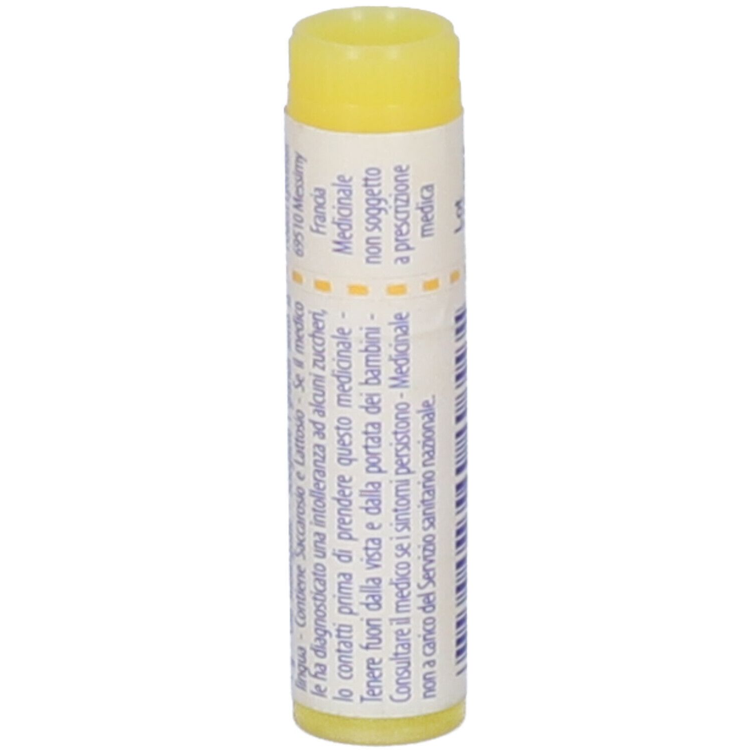 Contenitore monodose cilindrico. Scritta: Bryonia, 1 mk, BOIRON. Tappo giallo. Testo in italiano.