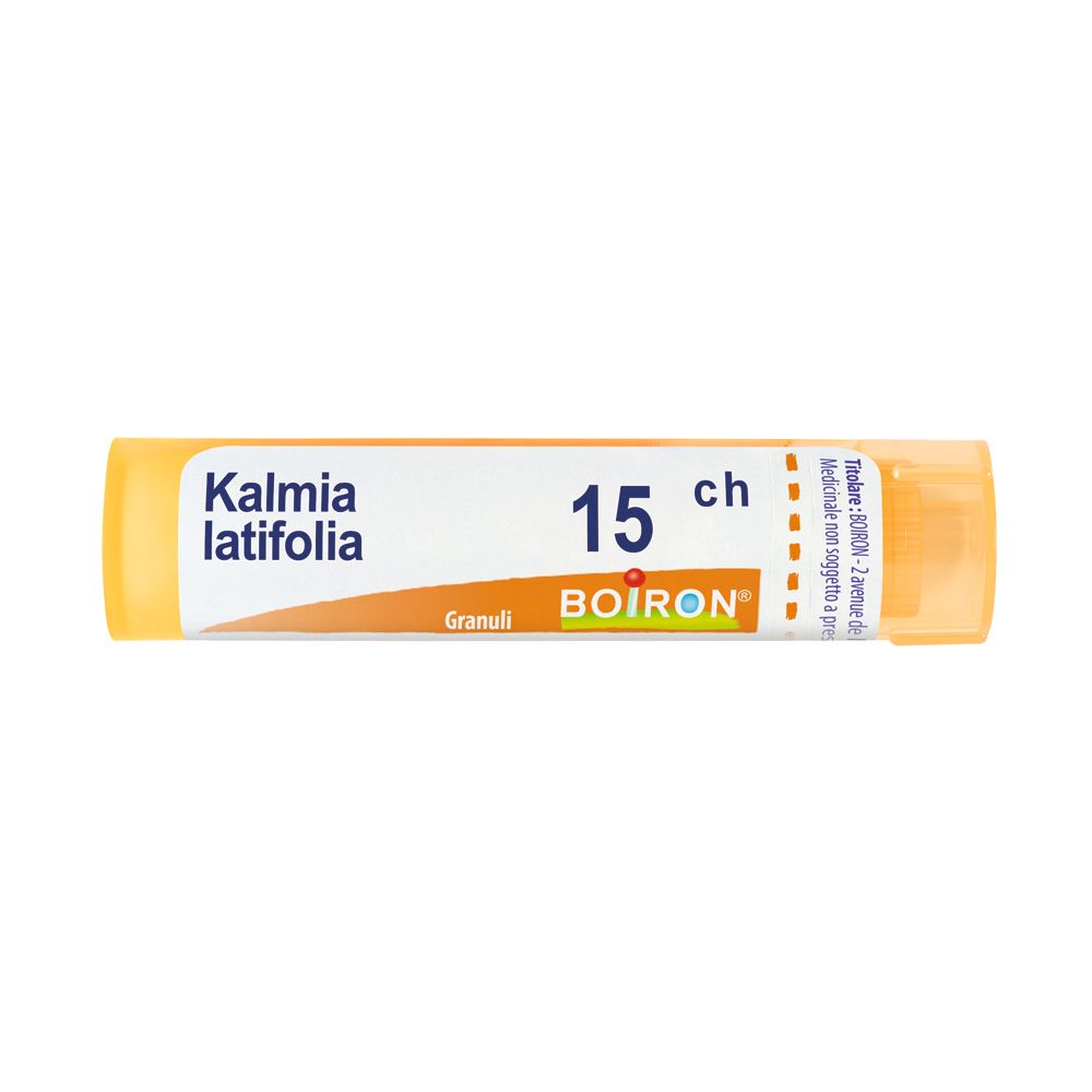 Confezione cilindrica arancione con testo bianco. Contiene nome prodotto, dosaggio e logo Boiron.