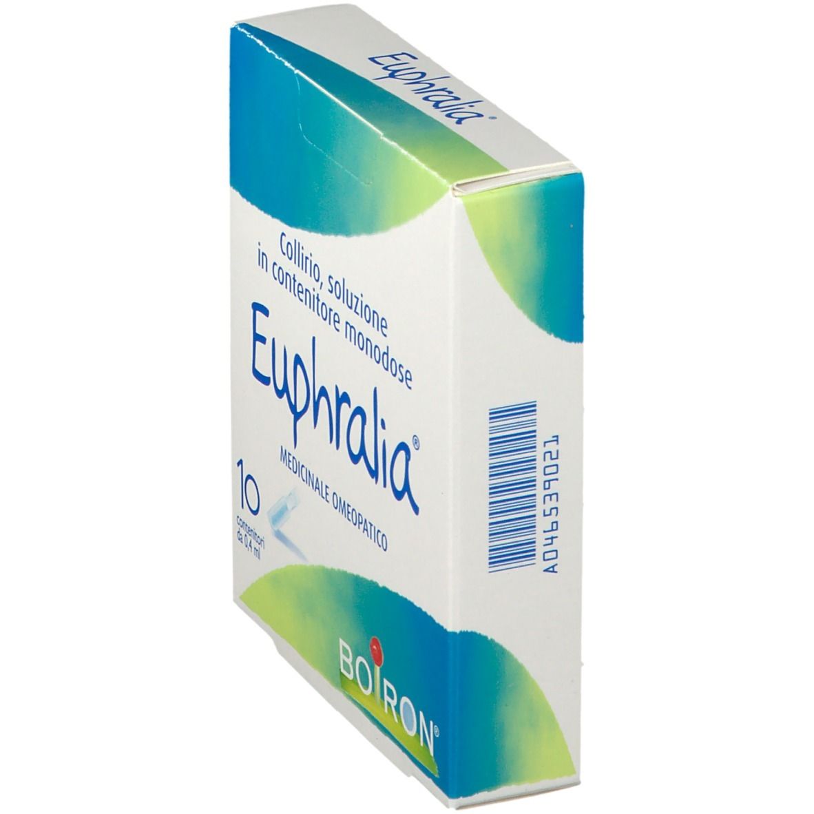 Scatola Euphralia, BOIRON. 10 colliri monodose. Colori blu e bianco.