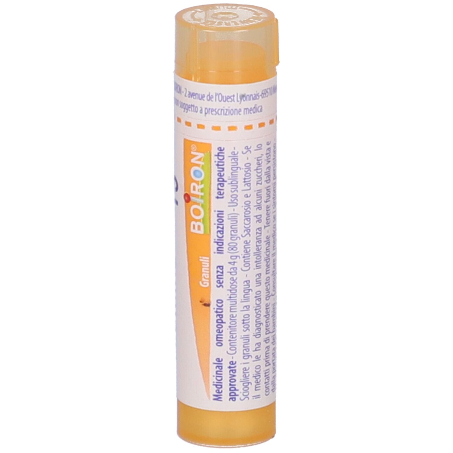 Flacone cilindrico giallo. Etichetta bianca: Alumina, 15 ch, BOIRON. Flacone in piedi.