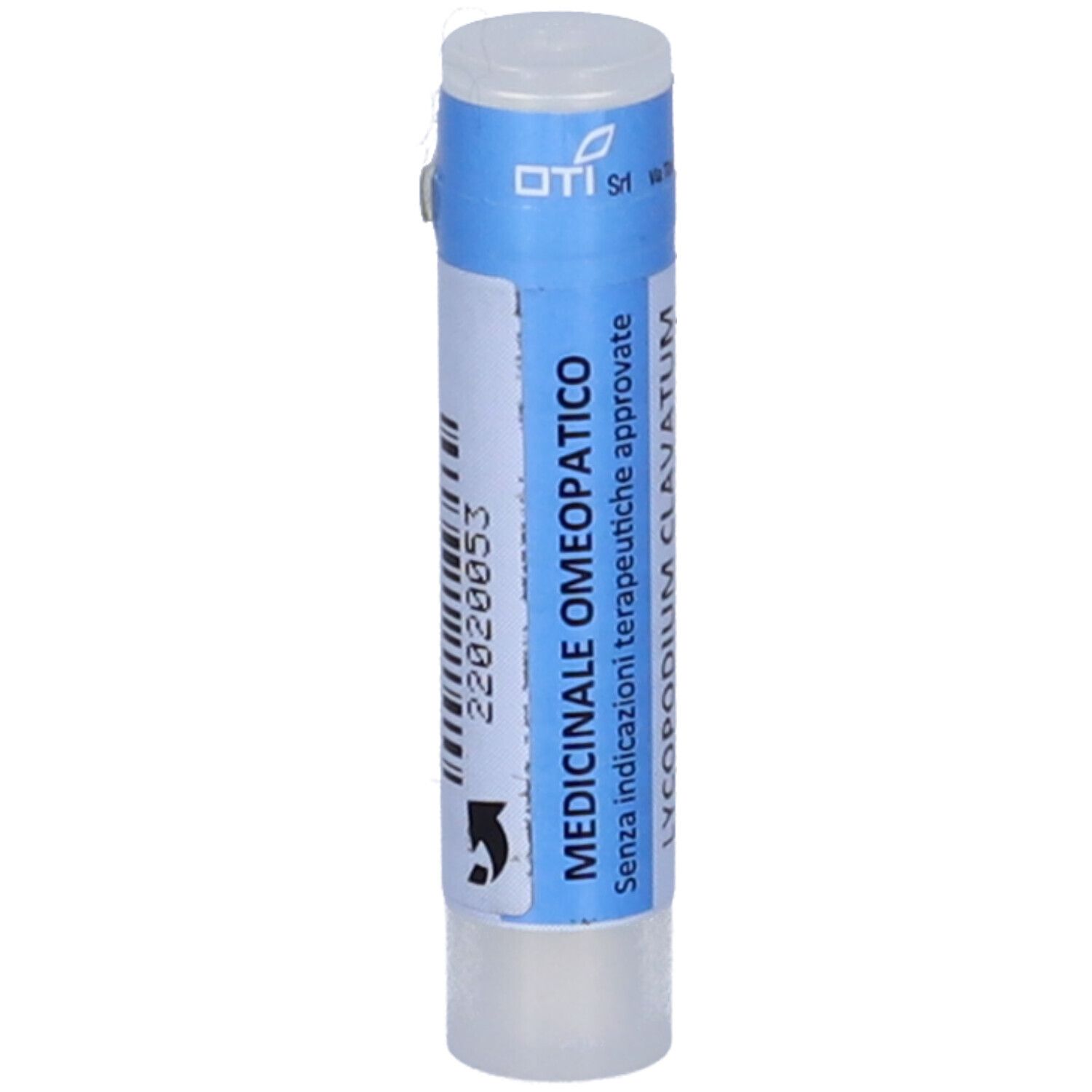 Confezione cilindrica con coperchio bianco. Scritta: Medicinale Omeopatico. Codice a barre e numero di lotto.