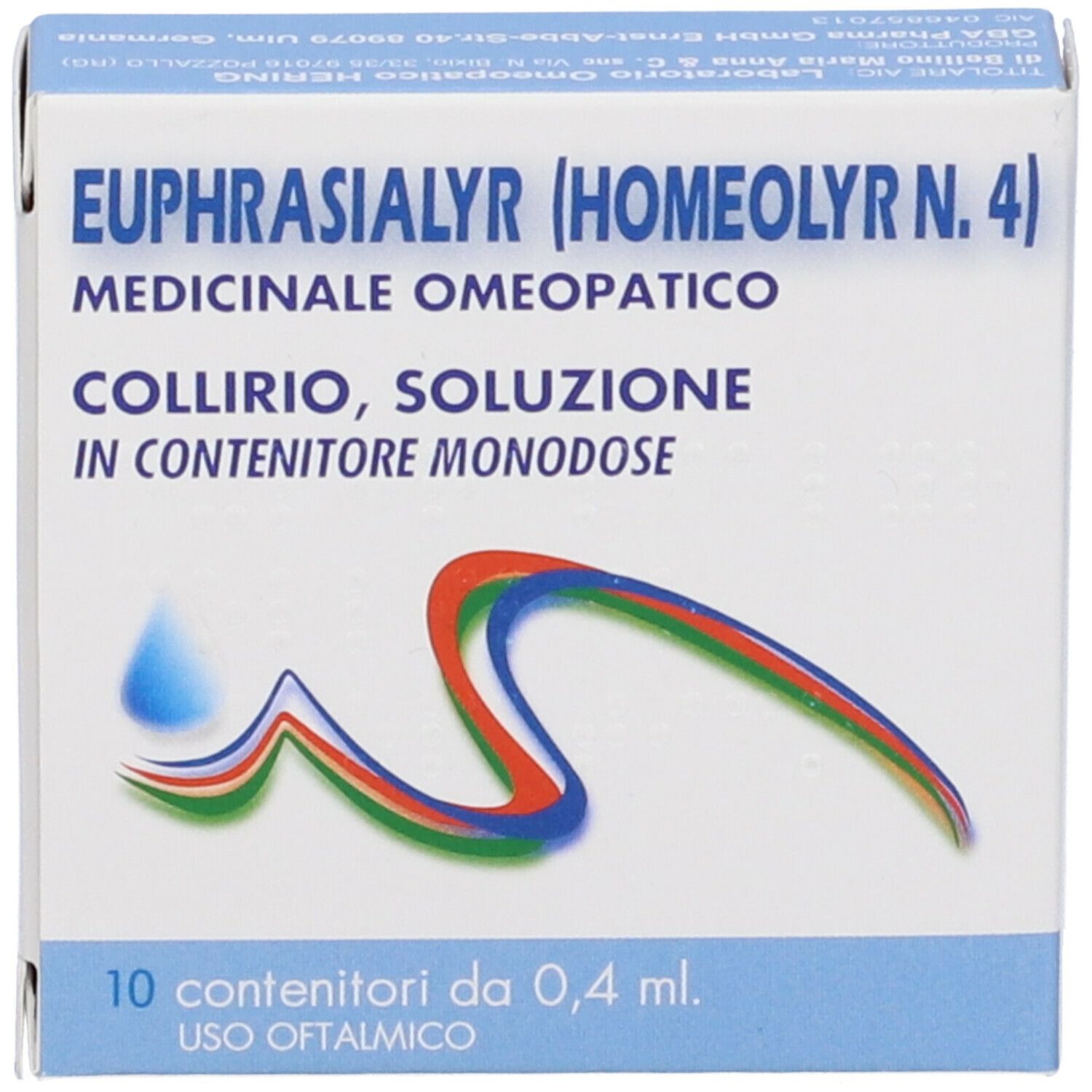 Confezione del prodotto con nome e logo. Contiene 10 contenitori monodose. Istruzioni per l'uso.