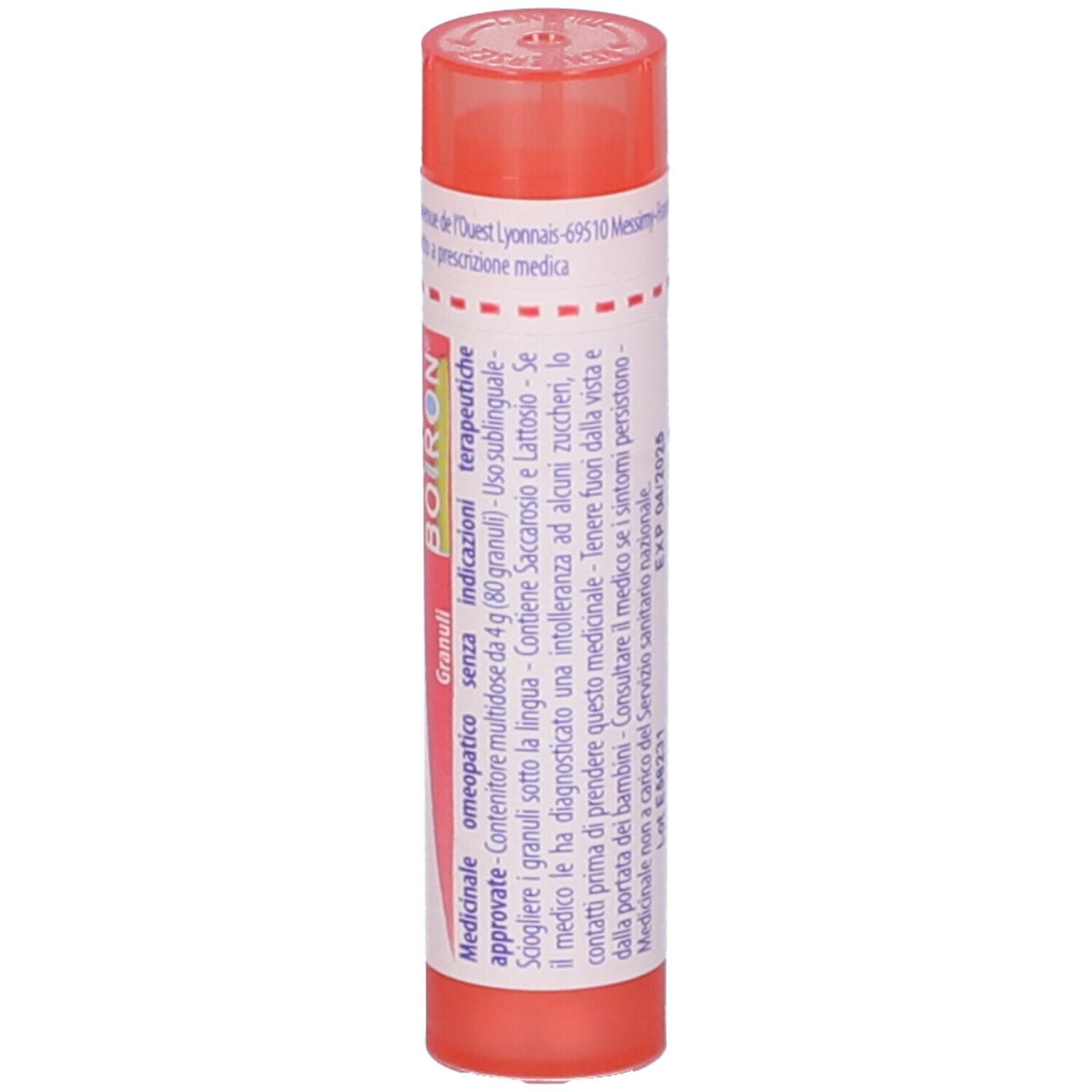 Confezione cilindrica di Magnesia Muriatica 7Ch. Scritte: Magnesia muriatica, 7 ch, BOIRON, Granuli.