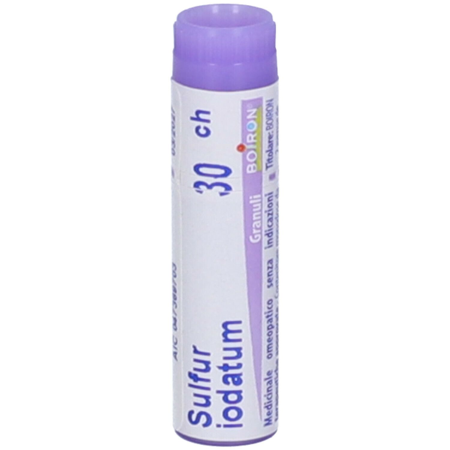 Confezione cilindrica con Sulfur iodatum 30 ch, Granuli, Boiron.