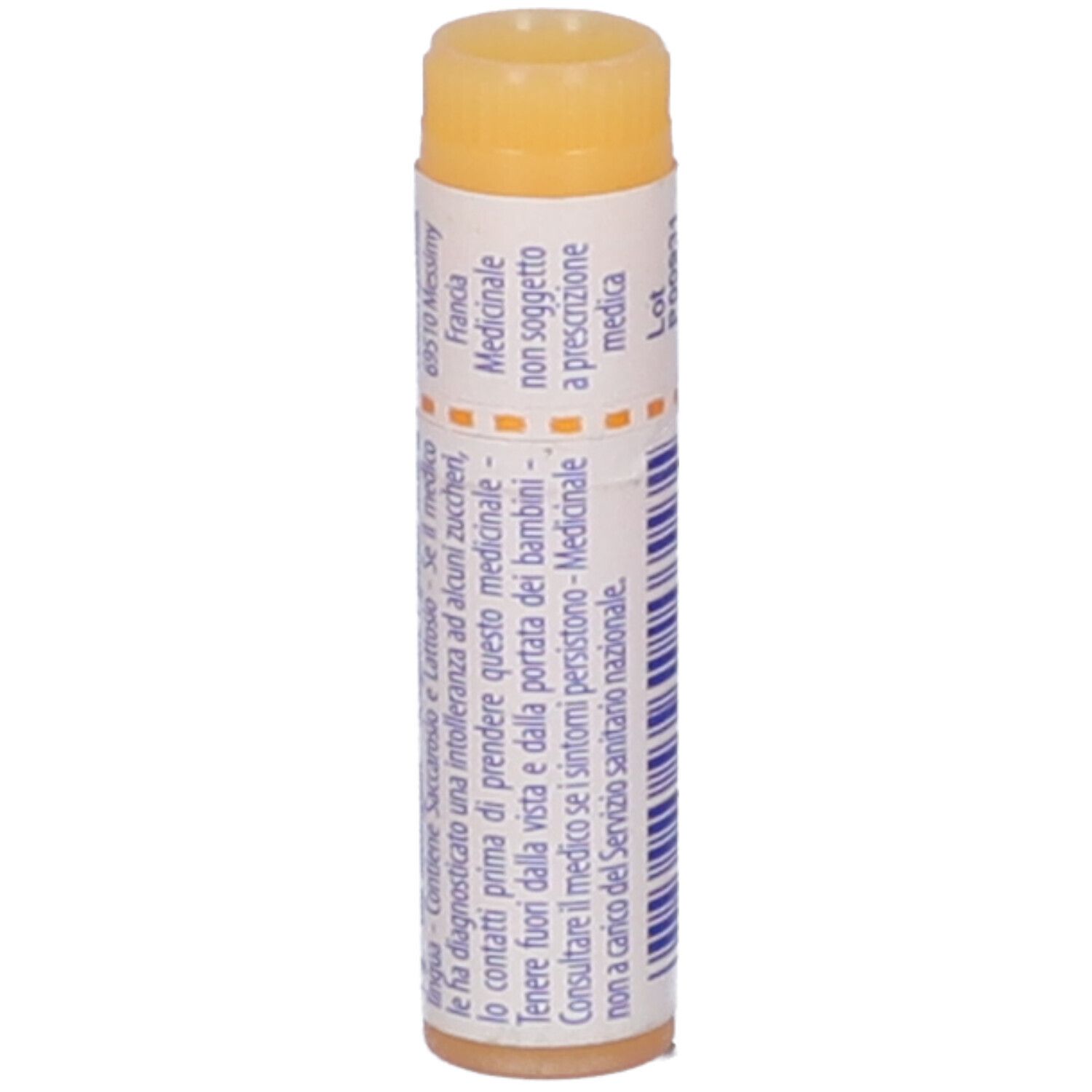 Confezione cilindrica BOIRON® Calcarea fluorica 10 mk. Scritte: Calcarea fluorica, 10 mk, BOIRON®, informazioni e avvertenze.