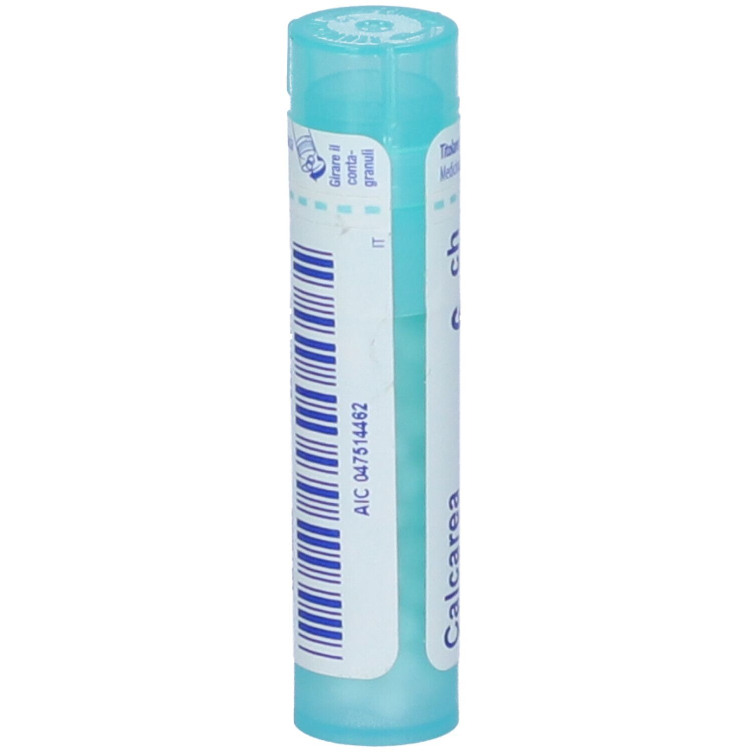 Confezione cilindrica blu. Adesivo con codice a barre e numero: AIC 047514462.