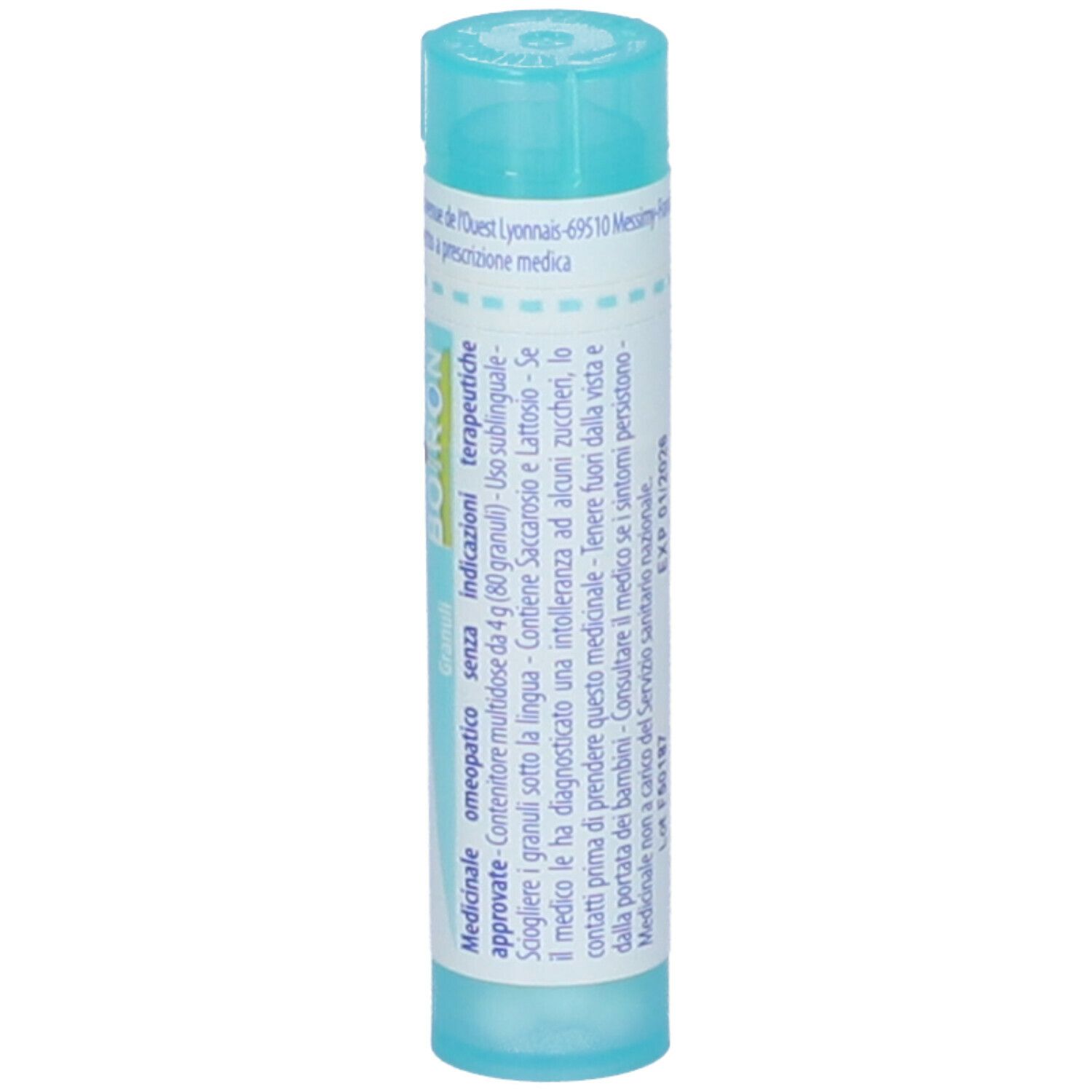 Confezione cilindrica con "Calcarea fluorica 200 ch" e "BOIRON".