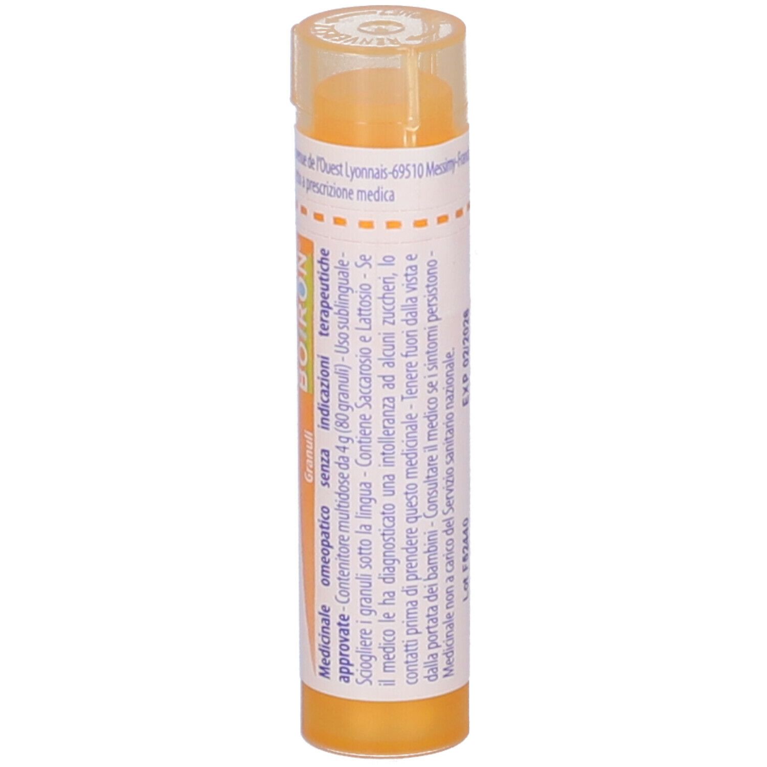 Confezione cilindrica gialla con "Selenium metallicum 15 ch" e logo "BOIRON". Indicazione "Granuli".