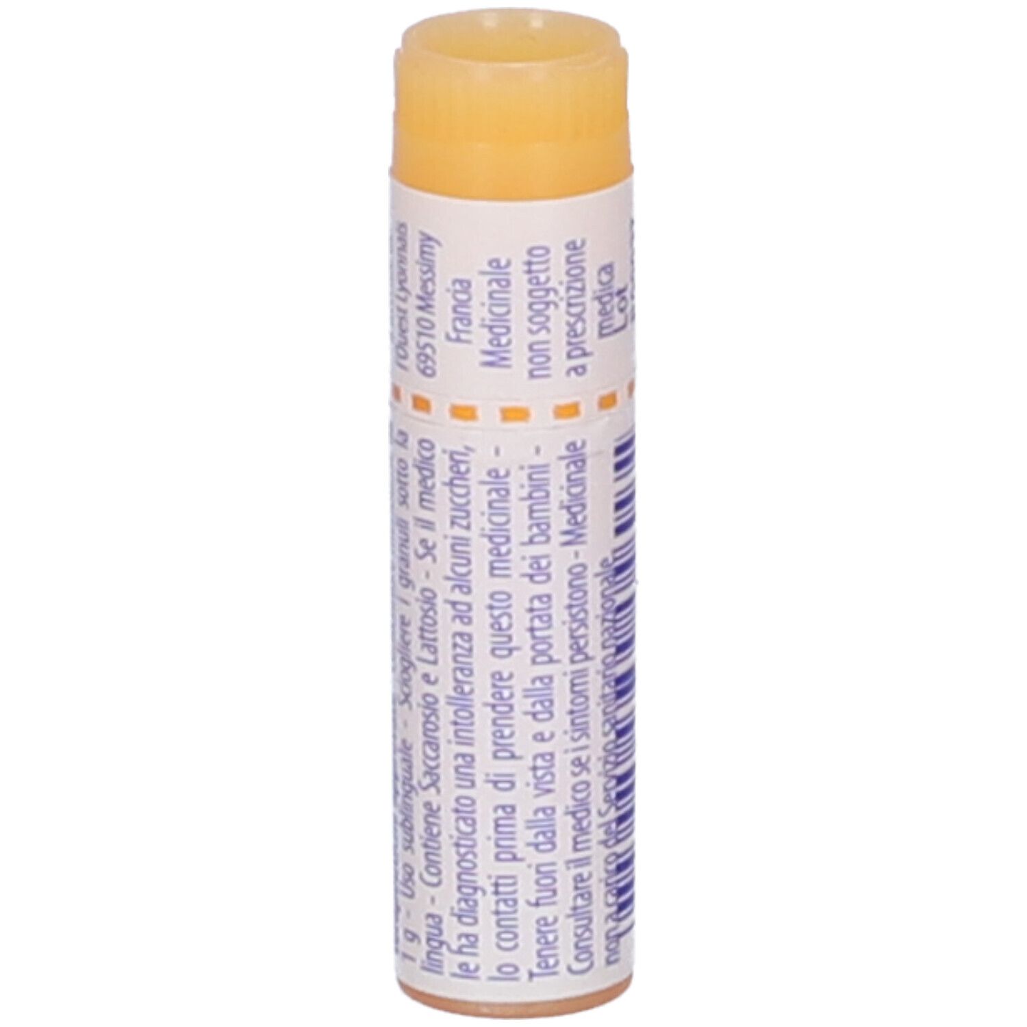 Confezione cilindrica BOIRON® Ferrum phosphoricum Granuli 10 mk. Scritte: Ferrum phosphoricum, 10 mk, BOIRON®, altre informazioni e codice a barre.