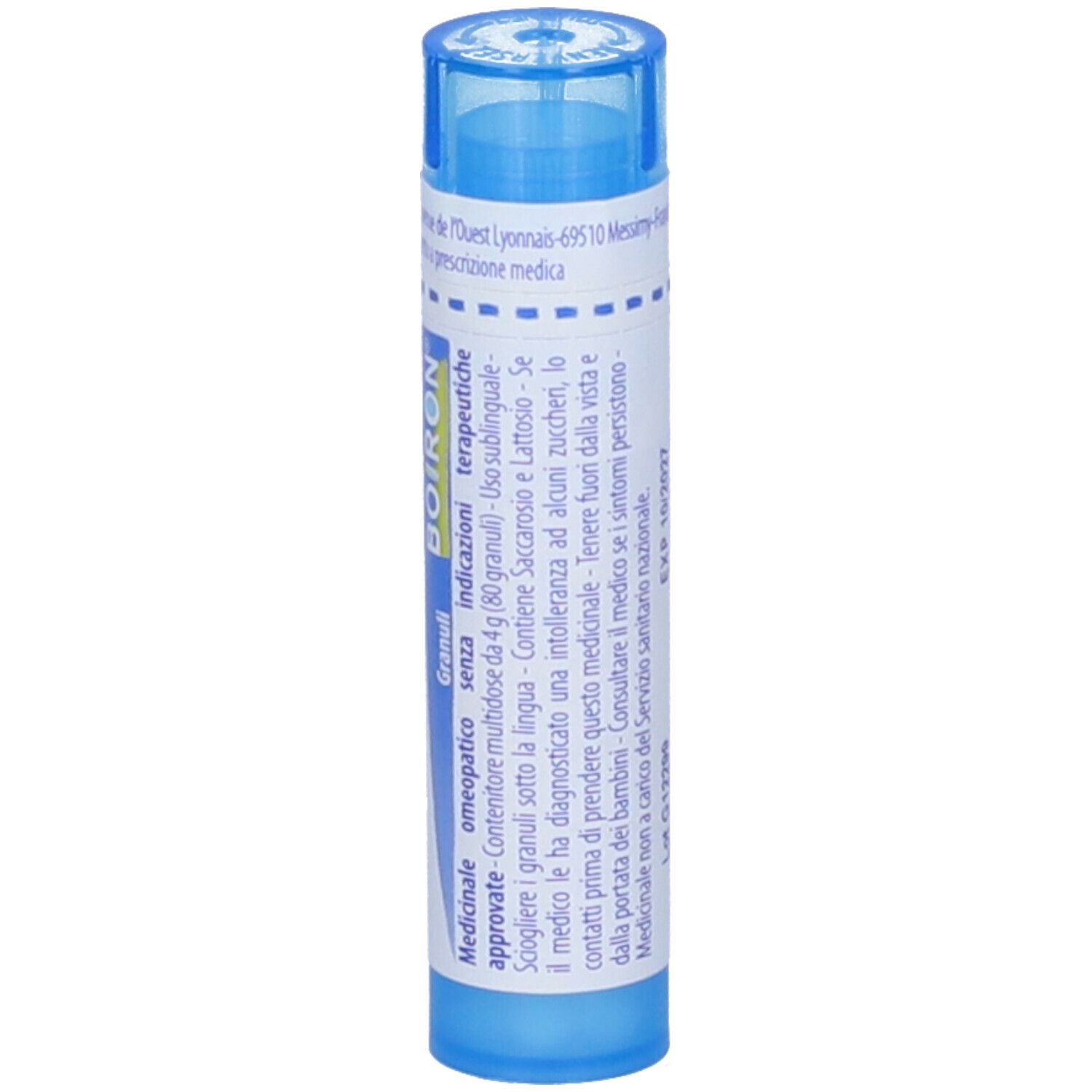 Tubo blu con scritta bianca: Capsicum annuum, 9 ch, logo Boiron, Granuli.
