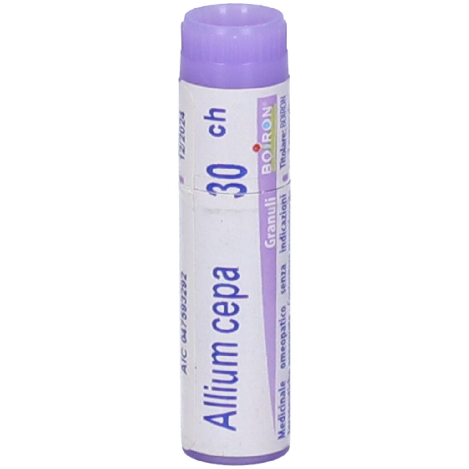 Tubo con Allium cepa 30 ch, EXP 12/2024 e AIC 047593292.