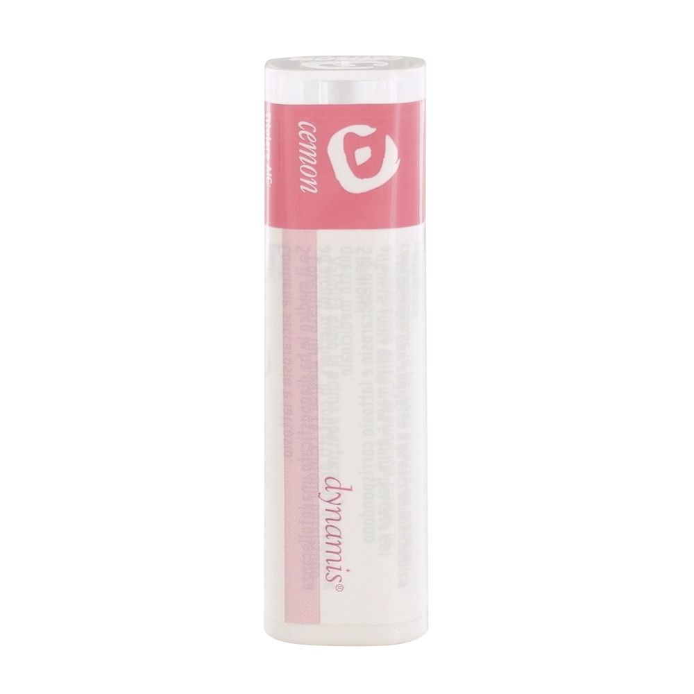 Contenitore cilindrico bianco con etichetta rosa. Scritta: cemon, dynamis.