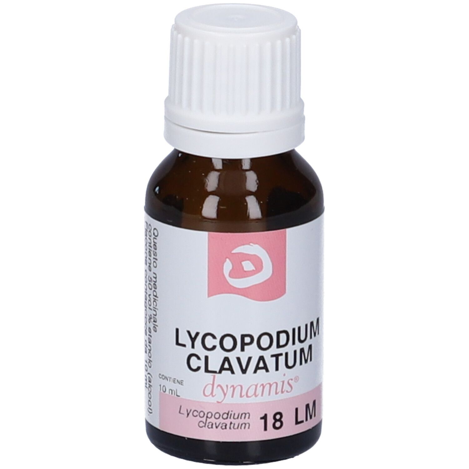 Flacone in vetro marrone con tappo a vite bianco, riempito con un liquido marrone chiaro.