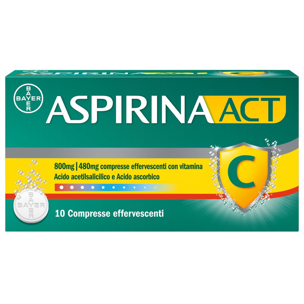 Image of AspirinaACT C per Febbre e Influenza con Vitamina C Compresse Effervescenti