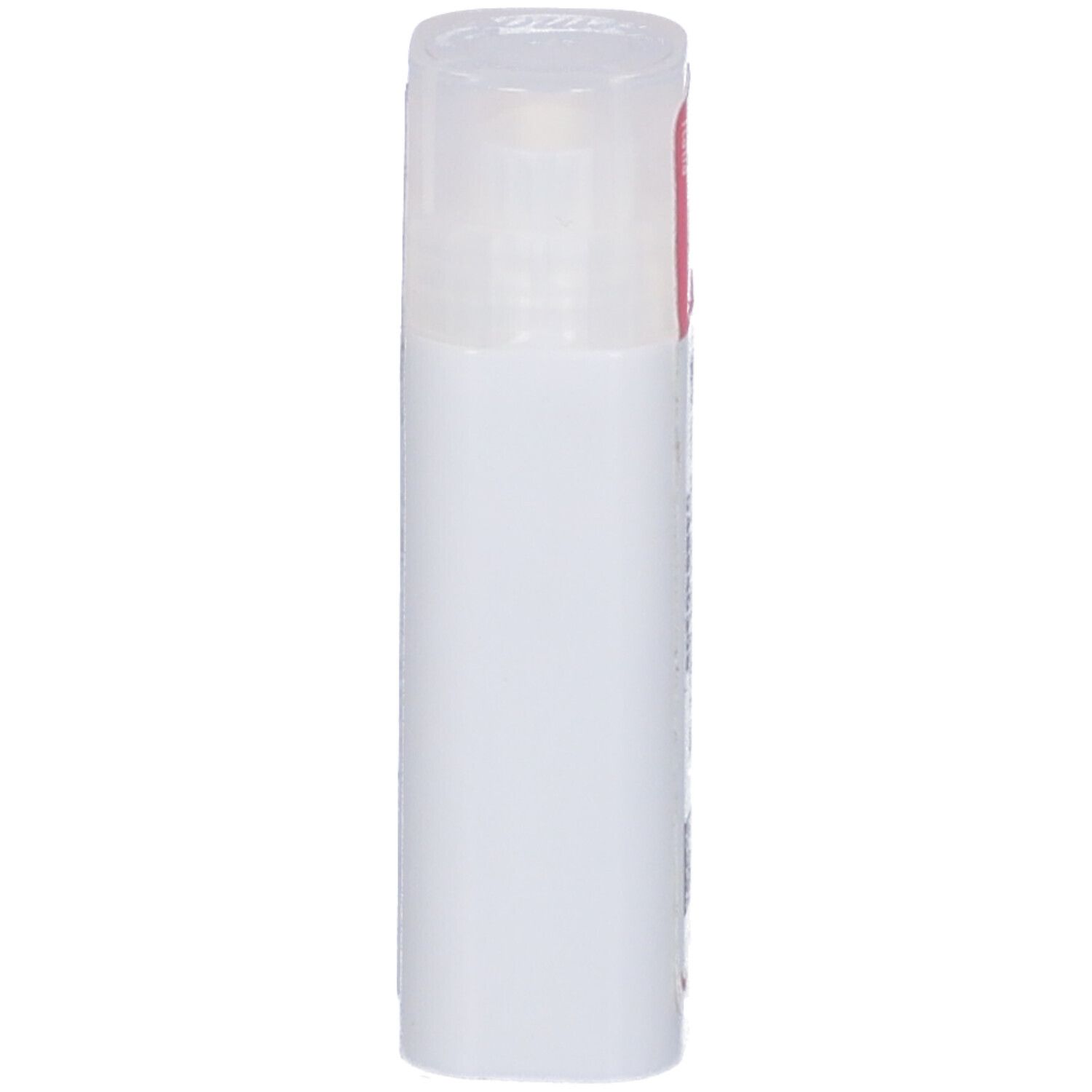 Flacone cilindrico bianco con coperchio trasparente. Nessun altro dettaglio visibile.
