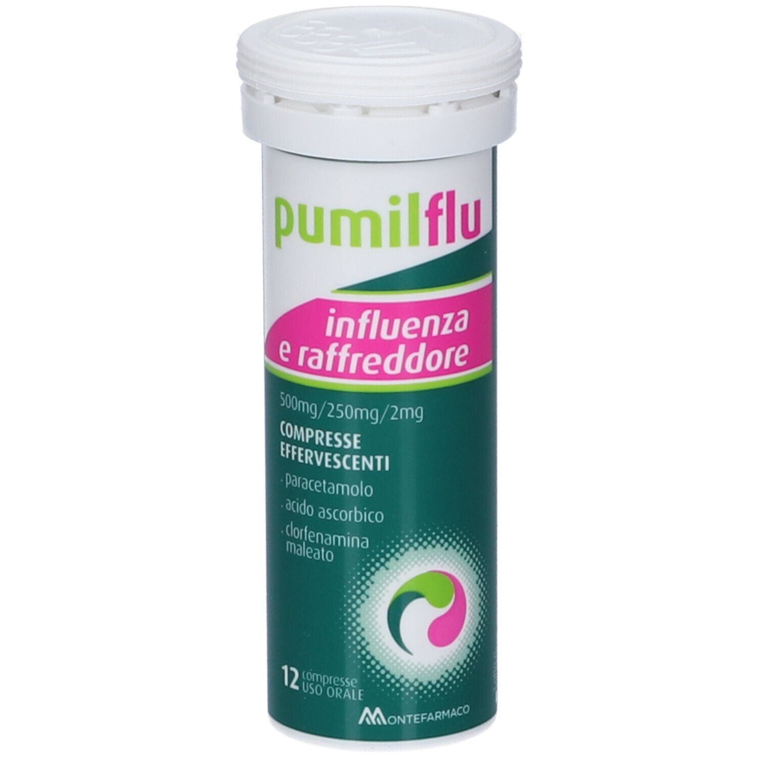 PUMILFLU Influenza e Raffreddore 500 mg/250 mg/2 mg compresse effervescenti