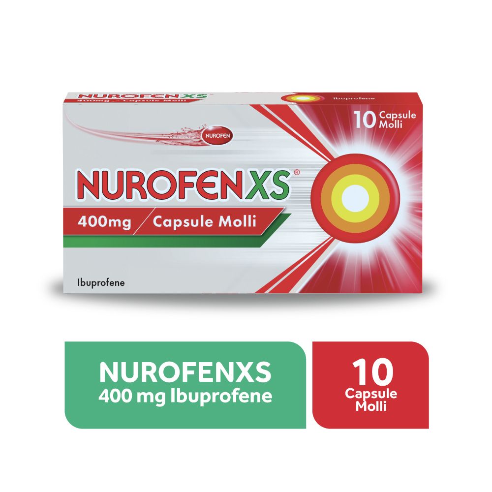 Nurofen XS 400mg 10 Capsule Molli Per Mal di Testa Dolori Ai Denti e Muscolari