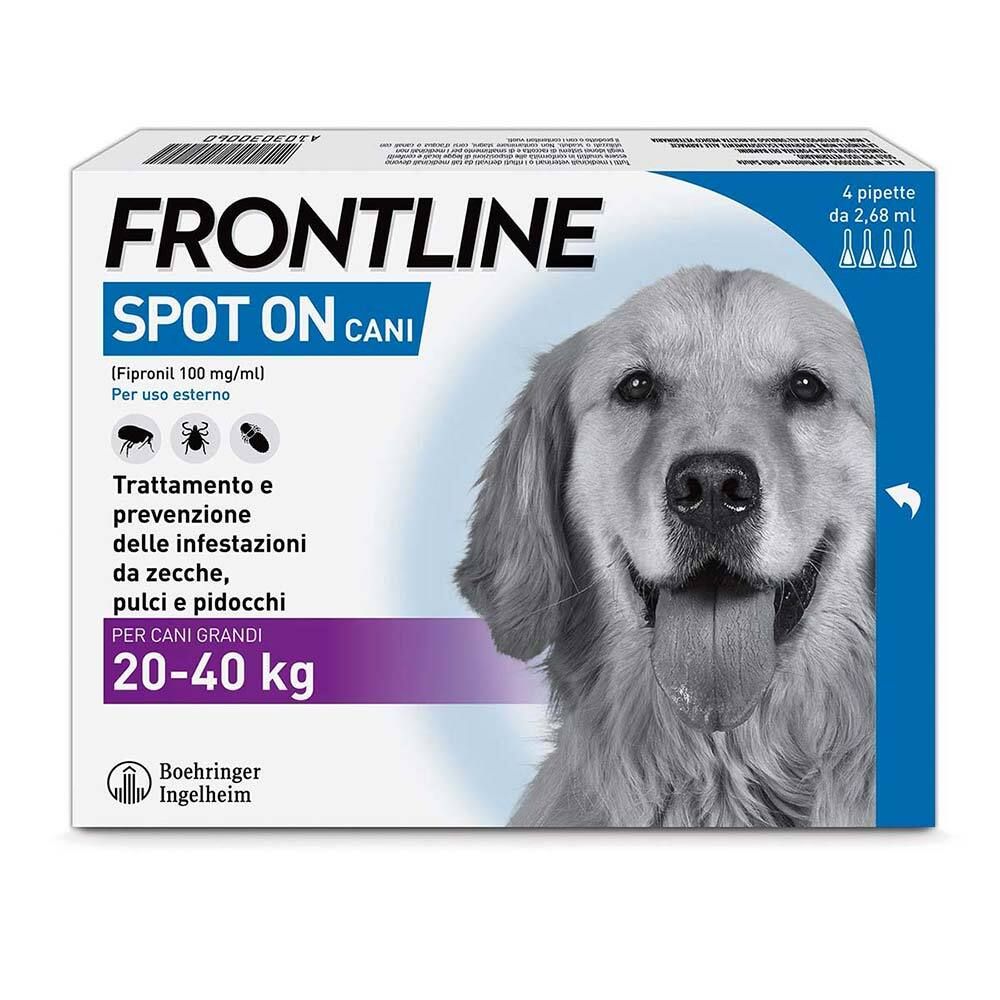 FRONTLINE SPOT-ON CANI soluz 4 pipette 2,68 ml 268 mg cani da 20 a 40 Kg