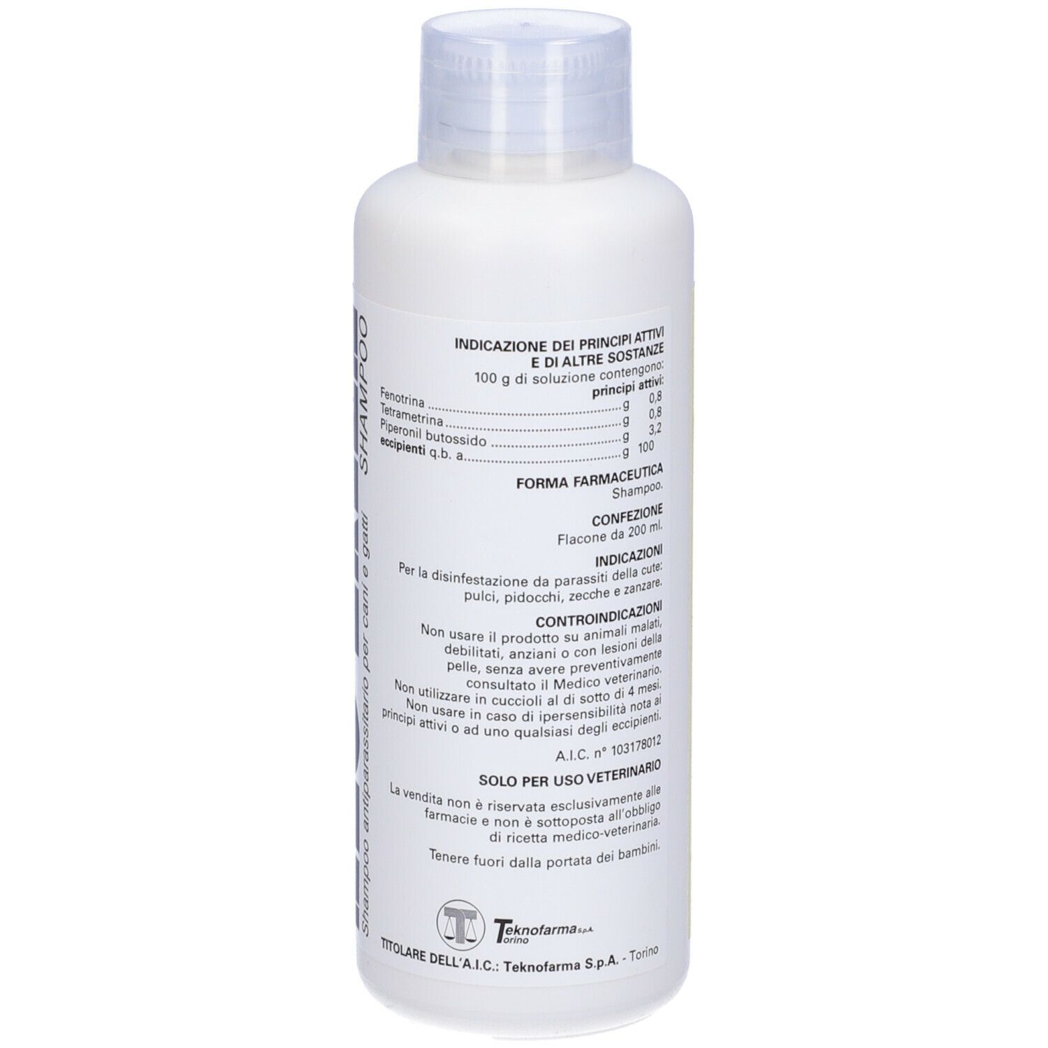 Flacone bianco di shampoo Neo Erlen. Etichetta gialla con informazioni e ingredienti.