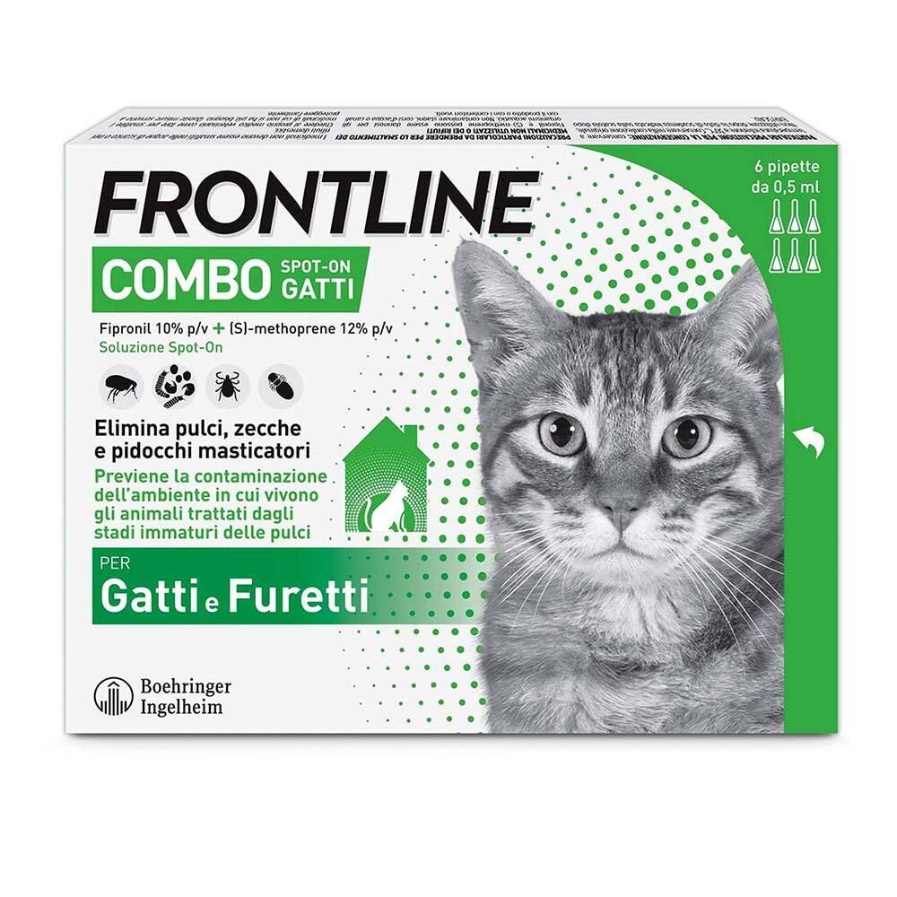 Frontline Combo Gatti x6 Pipette, Antiparassitario Contro Pulci, Zecche E Pidocchi 6x0,5 ml Pipette monodose