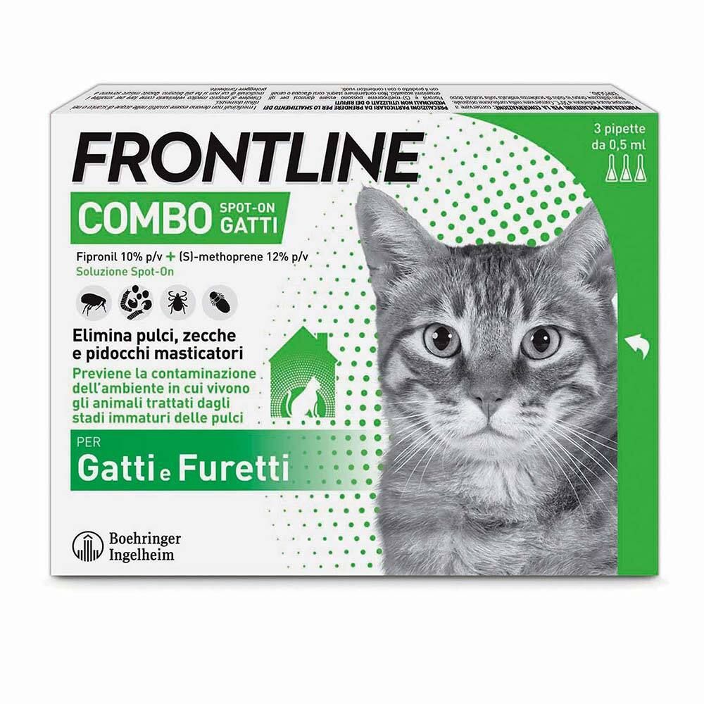 FRONTLINE COMBO SPOT-ON GATTI soluz 3 pipette 0,5 ml 50 mg + 60 mg gatti e furetti