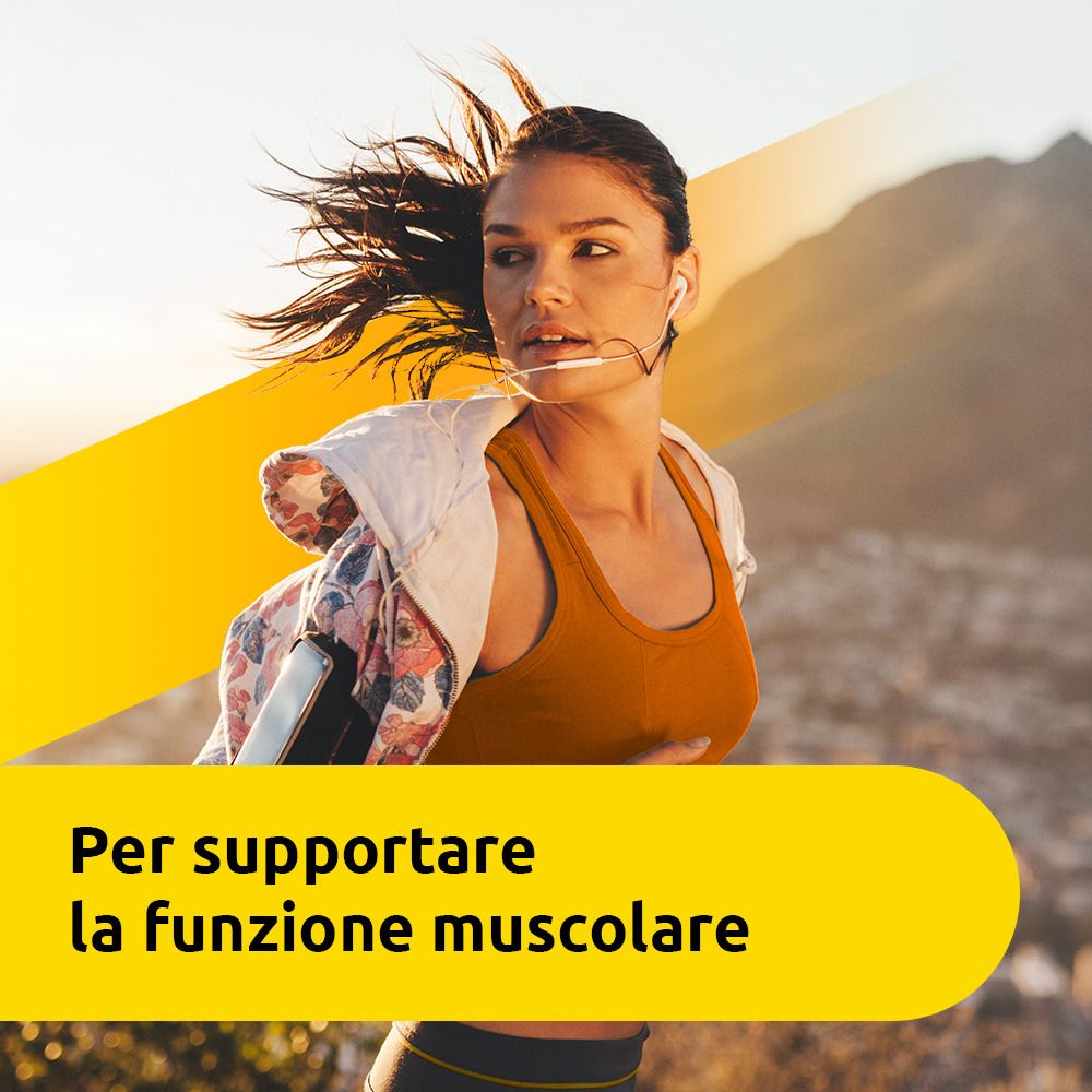 Una donna corre. Testo: "Per supportare la funzione muscolare".