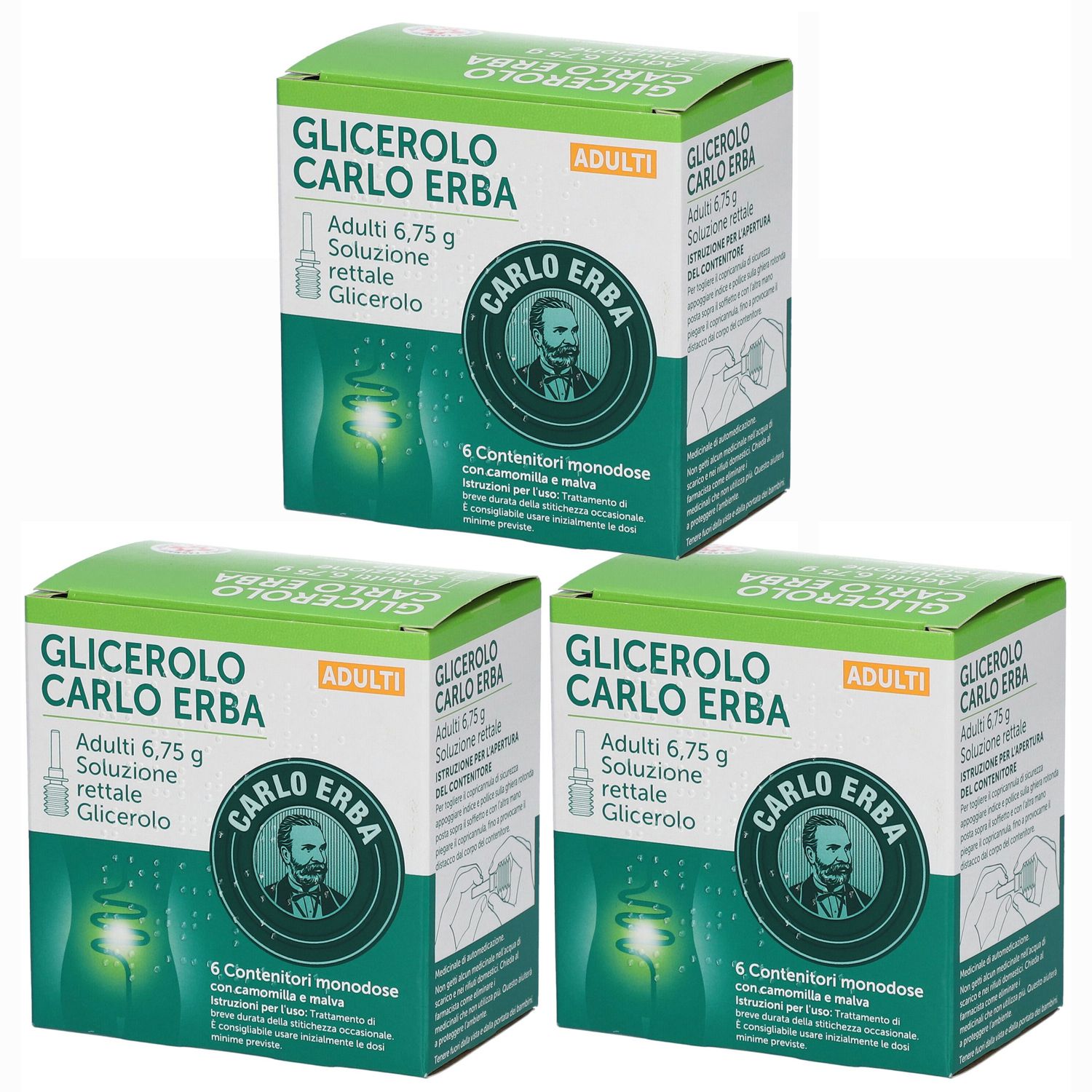 CARLO ERBA GLICEROLO Soluzione Rettale 6,75 g Set da 3
