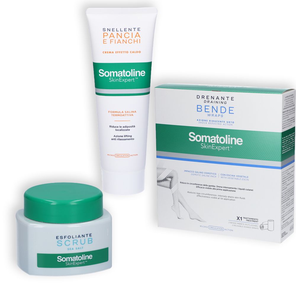 Image of Somatoline SkinExpert™ Drenante Bende + Scrub Sea Salt + SkinExpert Pancia e Fianchi