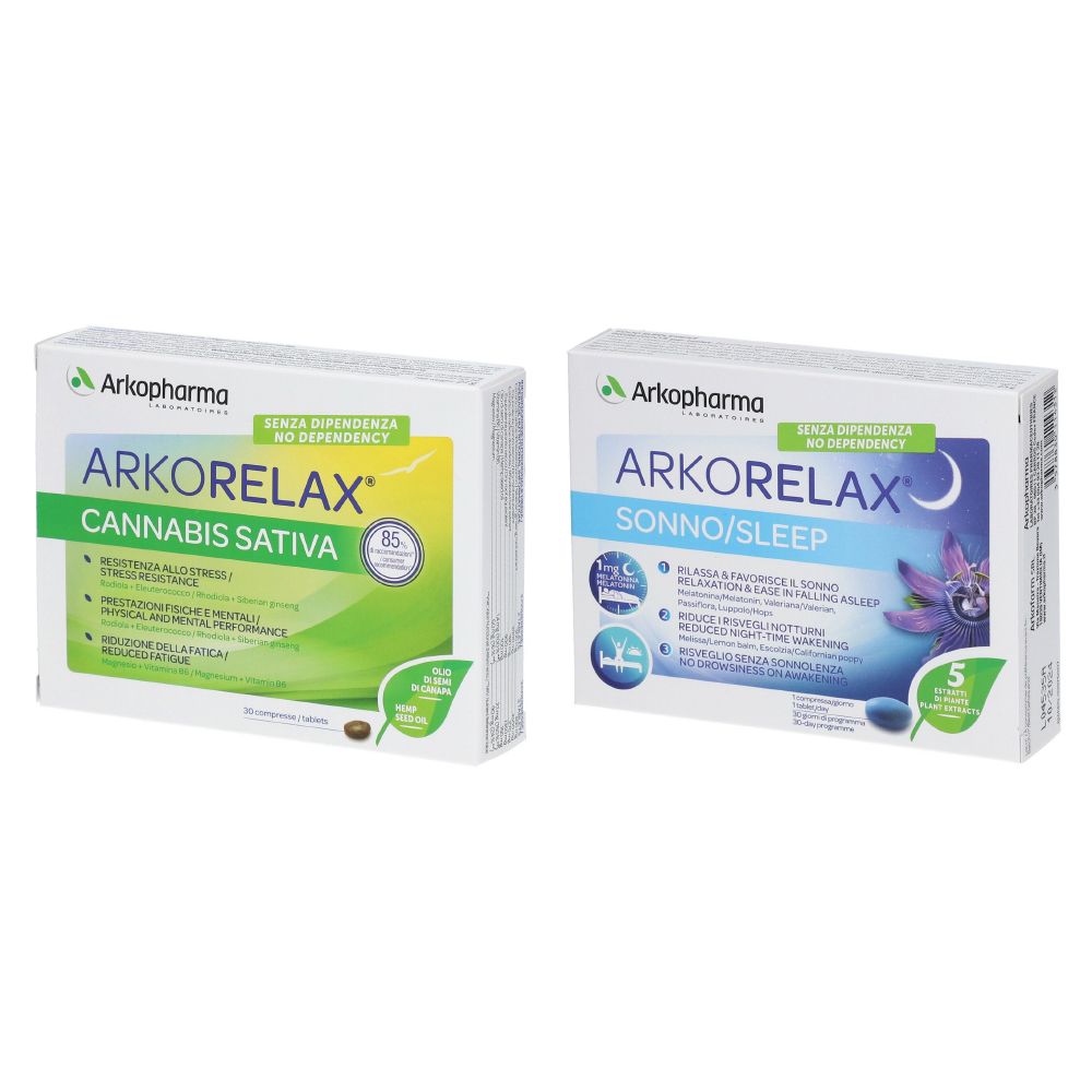 Arkorelax Sonno + Cannabis Sativa - risparmia il 10% con il codice: ARKO10